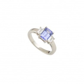 Platinum Diamond and Tanzanite Ring